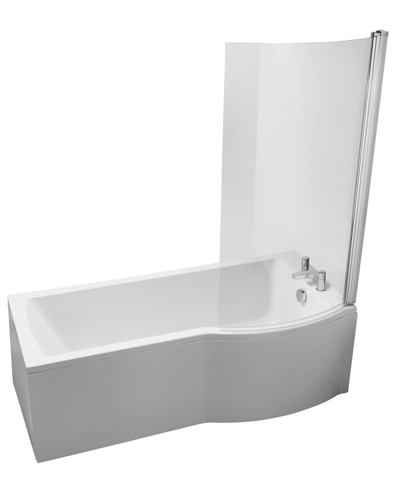 Ideal Standard Giovo Curve P-Shape Shower Bath Right-Hand Acrylic No Tap Holes 1700mm