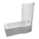 Ideal Standard Giovo Curve P-Shape Shower Bath Right-Hand Acrylic No Tap Holes 1700mm
