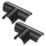 D-Line Black Mini Trunking Equal Tees 30mm x 15mm 2 Pack