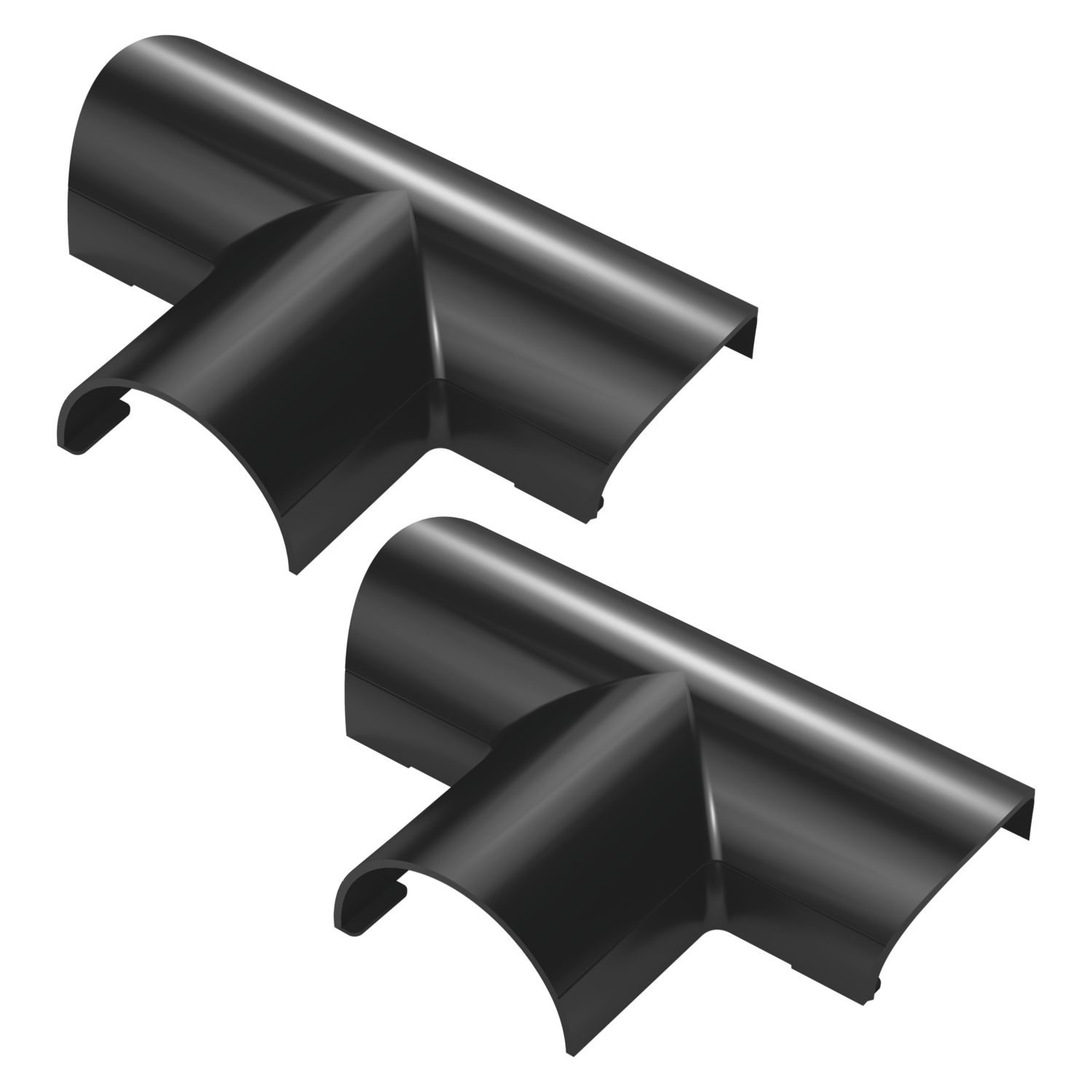 D-Line Black Mini Trunking Equal Tees 30mm x 15mm 2 Pack (253RA)