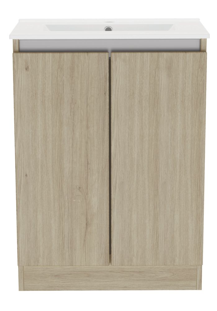 Newland Double Door Floor Standing Vanity Unit with Basin Effect ...