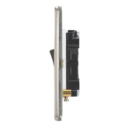 Contactum Lyric 10AX 3-Gang 2-Way Light Switch  Brushed Steel with White Inserts