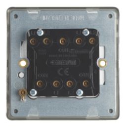 Contactum Lyric 10AX 3-Gang 2-Way Light Switch  Brushed Steel with White Inserts