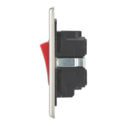 Contactum iConic 45A 2-Gang DP Cooker Switch & 13A DP Switched Socket Brushed Steel  with Black Inserts