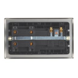 Contactum iConic 45A 2-Gang DP Cooker Switch & 13A DP Switched Socket Brushed Steel  with Black Inserts