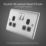 British General Nexus Metal 13A 2-Gang SP Switched Power Socket Brushed Steel  with Black Inserts