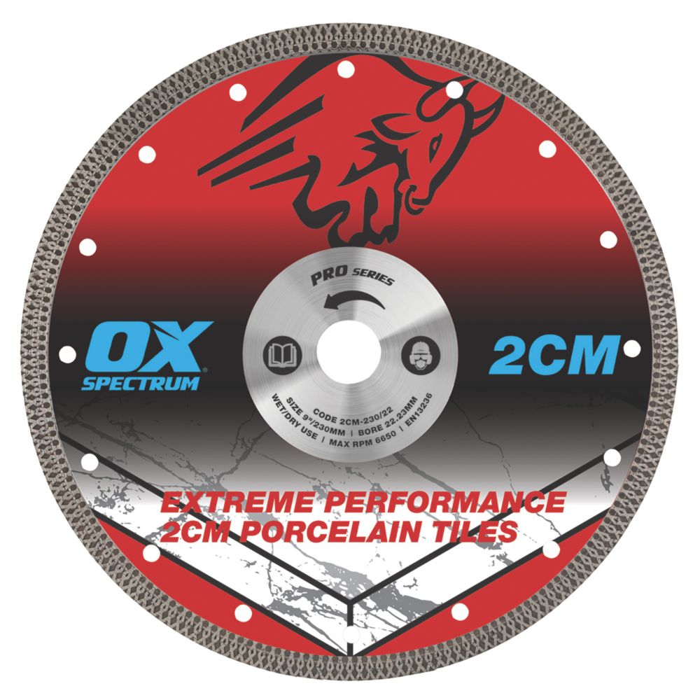 OX Pro Tile Diamond Blade 230mm x 22.23mm - Screwfix