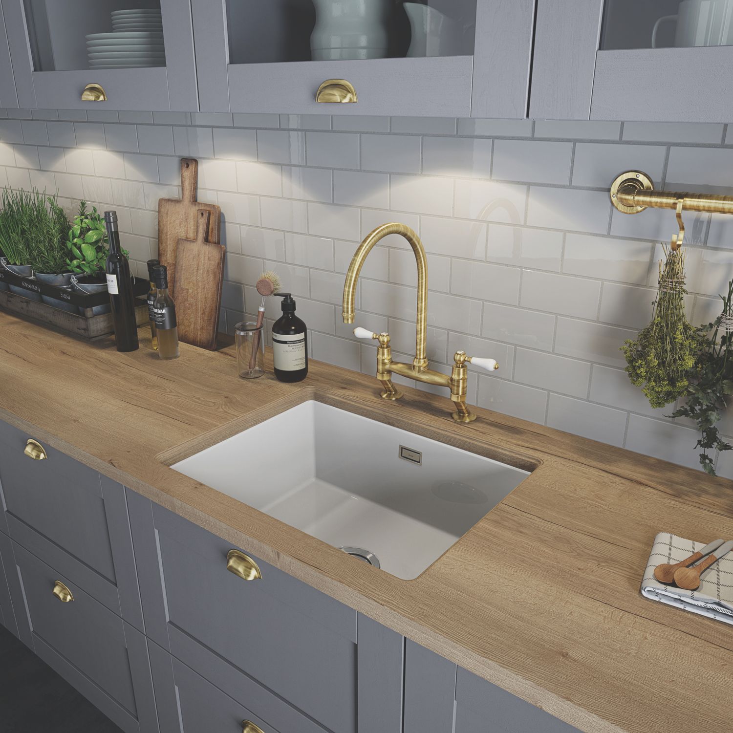 Abode Sandon 1 Bowl Fireclay Ceramic Kitchen Sink 595mm x 460mm (254PH)
