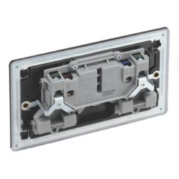 LAP 13A 2-Gang DP Switched Socket Matt Black with Black Inserts - Screwfix
