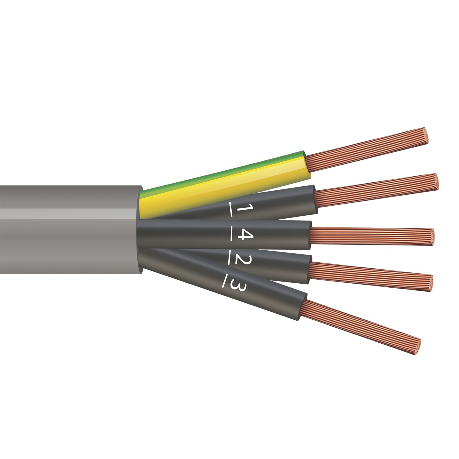 Time 5-Core YY Grey 1.5mm² Unscreened Control Cable 1m Coil (254RF)