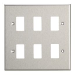 Contactum iConic 6-Module Grid Faceplate Brushed Steel