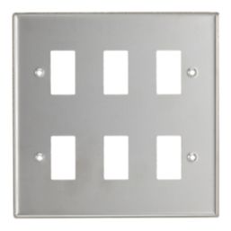Contactum iConic 6-Module Grid Faceplate Brushed Steel