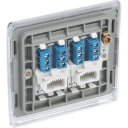 British General Nexus Metal 2-Gang Slave Telephone Socket Polished Chrome