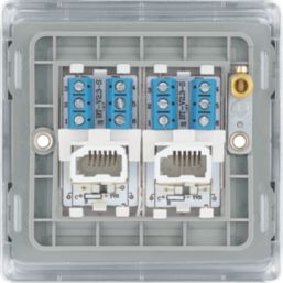 British General Nexus Metal 2-Gang Slave Telephone Socket Polished Chrome