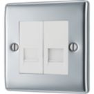 British General Nexus Metal 2-Gang Slave Telephone Socket Polished Chrome