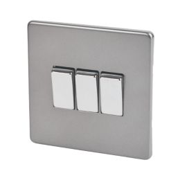Varilight  10AX 3-Gang 2-Way Light Switch  Slate Grey