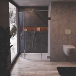 Milan Offset Quadrant Bathroom Shower Tray & Waste Right-Handed White Gloss 1000mm x 800mm x 40mm