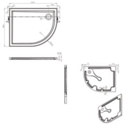 Milan Offset Quadrant Bathroom Shower Tray & Waste Right-Handed White Gloss 1000mm x 800mm x 40mm
