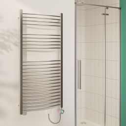 Flomasta 1200mm x 600mm 1364BTU Chrome Curved Electric Towel Radiator