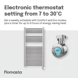 Flomasta 1200mm x 600mm 1364BTU Chrome Curved Electric Towel Radiator