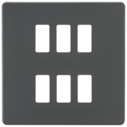 Knightsbridge  6-Module Grid Faceplate Anthracite