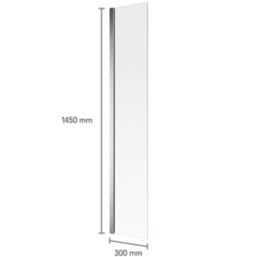Mira Elevate Semi-Frameless Chrome Mini Bathscreen Static Panel  300mm x 1450mm