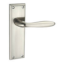Smith & Locke Blyth Fire Rated Latch Lever Door Handles Pair Brushed Nickel