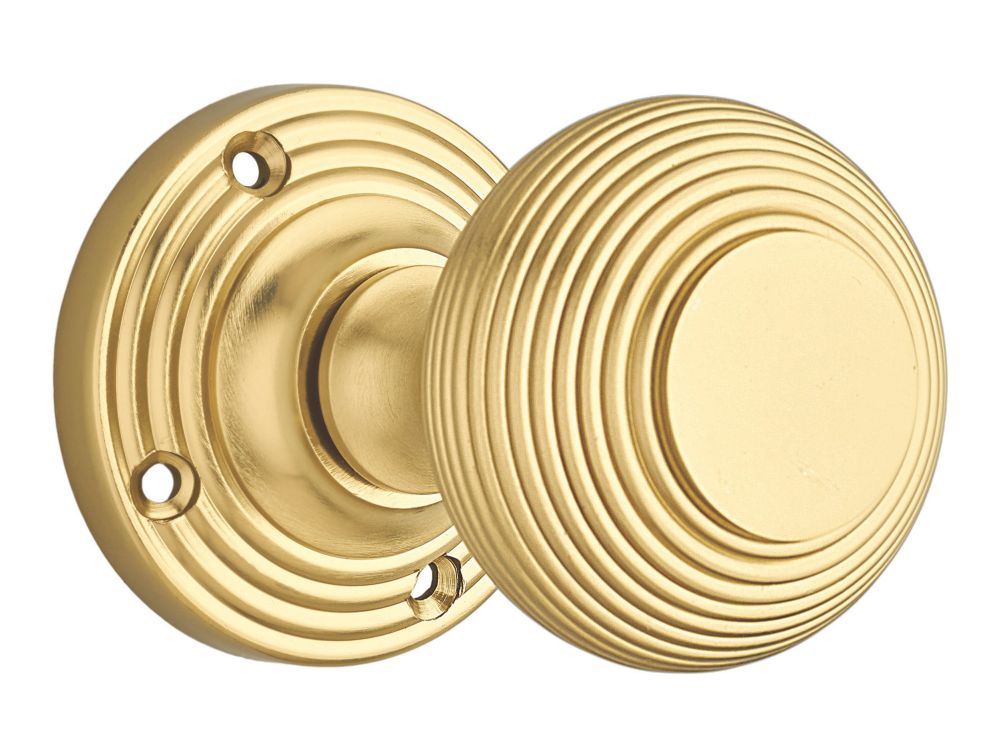 Designer Levers Beehive Door Knob Pair Brushed Brass 60mm Screwfix