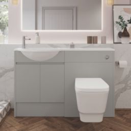 Alaska Bathroom Fitted Furniture Pack LH Vanity with Basin Pearl Grey Matt 1244mm x 355mm x 997mm