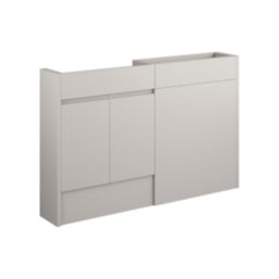 Alaska Bathroom Fitted Furniture Pack LH Vanity with Basin Pearl Grey Matt 1244mm x 355mm x 997mm