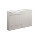 Alaska Bathroom Fitted Furniture Pack LH Vanity with Basin Pearl Grey Matt 1244mm x 355mm x 997mm
