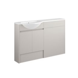 Alaska Bathroom Fitted Furniture Pack LH Vanity with Basin Pearl Grey Matt 1244mm x 355mm x 997mm