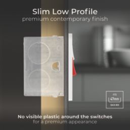 British General Evolve 45A 2-Gang 2-Pole Cooker Switch & 13A DP Switched Socket Brushed Steel with LED with White Inserts