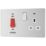 British General Evolve 45A 2-Gang 2-Pole Cooker Switch & 13A DP Switched Socket Brushed Steel with LED with White Inserts
