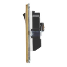 Contactum Lyric 13A 2-Gang DP Switched Socket Outlet Brushed Brass  with White Inserts