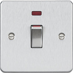 Knightsbridge  45A 1-Gang DP Control Switch Brushed Chrome with LED