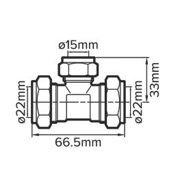 Flomasta  Brass Compression Reducing Tee 22mm x 22mm x 15mm