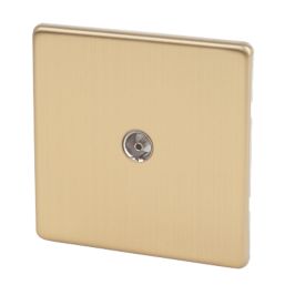Varilight  1-Gang Coaxial TV Socket Brushed Brass
