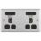 LAP  13A 2-Gang Unswitched Socket + 4.2A 10.5W 4-Outlet Type A USB Charger Brushed Stainless Steel with Black Inserts