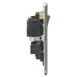 Knightsbridge  13A 2-Gang DP Multimedia Plate Antique Brass with Black Inserts