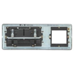 Knightsbridge  13A 2-Gang DP Multimedia Plate Antique Brass with Black Inserts