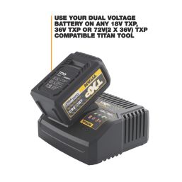 Titan TTT1240BAT/TTB1242CHR 18/36V 4.0/8.0Ah Li-Ion TXP Dual Voltage Battery & Fast Charger Set