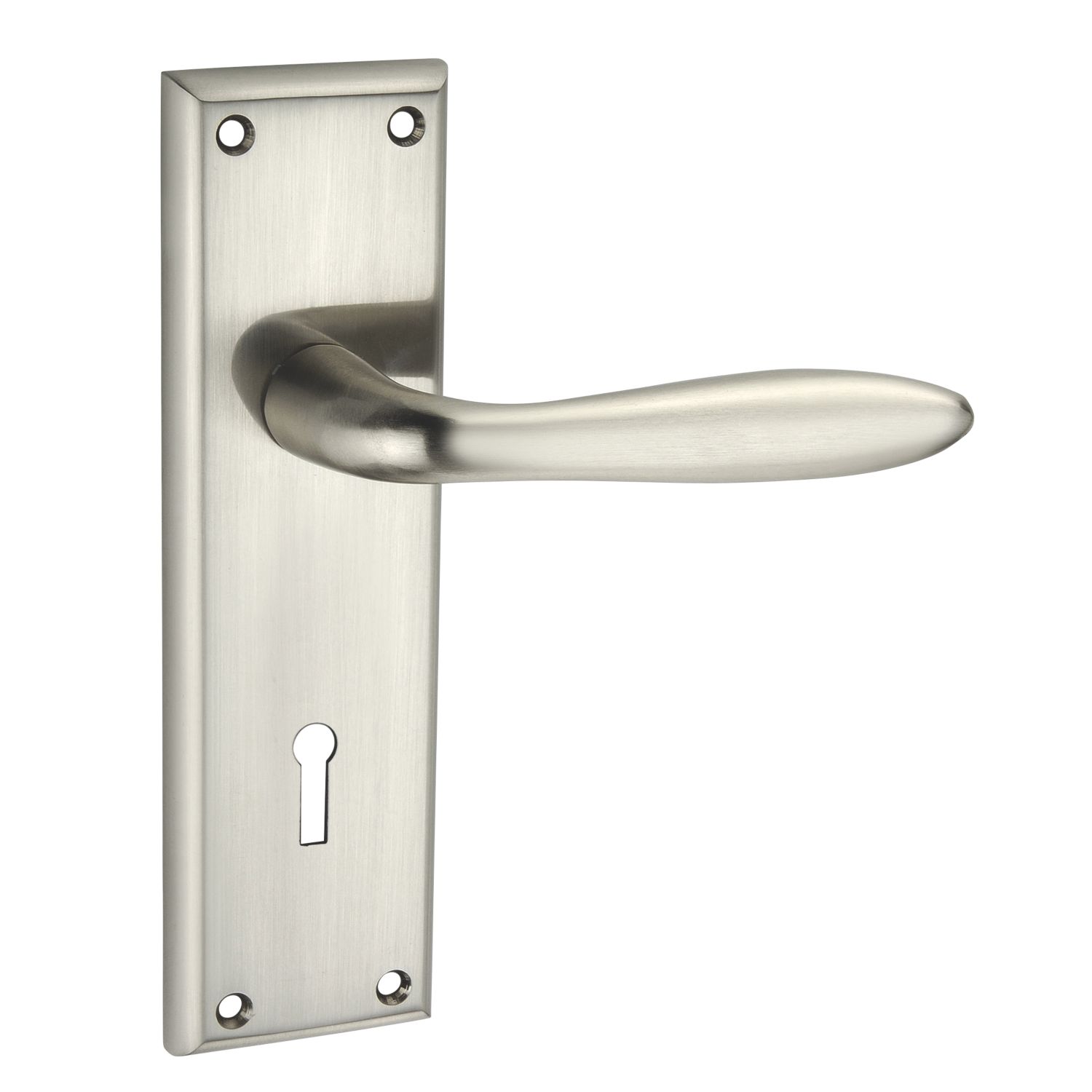 Smith & Locke Blyth Fire Rated Lever Lock Door Handle Pair Brushed Nickel (256HY)