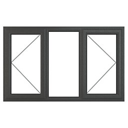 Crystal  Left & Right-Hand Opening Clear Triple-Glazed Casement Anthracite on White uPVC Window 1770mm x 1115mm