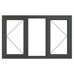 Crystal  Left & Right-Hand Opening Clear Triple-Glazed Casement Anthracite on White uPVC Window 1770mm x 1115mm
