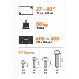 AVF APM6500 Heavy Duty TV Wall Mount  Full Motion 37 to 80"