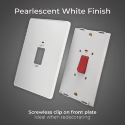 British General Evolve 45A 2-Gang 2-Pole Cooker Switch Pearlescent White with LED with White Inserts