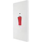 British General Evolve 45A 1-Gang 2-Pole Cooker Switch Pearlescent White with LED with White Inserts