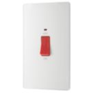 British General Evolve 45A 1-Gang 2-Pole Cooker Switch Pearlescent White with LED with White Inserts
