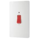 British General Evolve 45A 2-Gang 2-Pole Cooker Switch Pearlescent White with LED with White Inserts